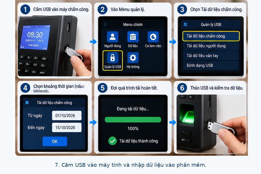 lấy dữ liệu máy chấm công từ usb